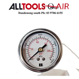 Quality Compressor Pressure Gauge 50mm 0-230 psi (1600kpa) 1/8 bsp Rear mount P/n 1612400