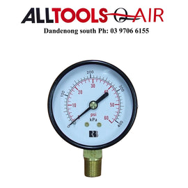 Quality Compressor Pressure Gauge 63mm 0-60 psi (400kpa) 1/4 bsp Bottom mount P/n 1612730