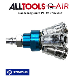Nitto Kohki Manifold - 3 Way with Genuine Nitto 200 series one touch couplings P/n CXXX00046 + $11.00 Postage