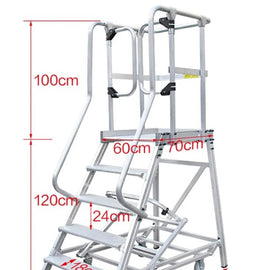 Monstar Pro 5 Steps Aluminium Rolling Platform - Order Picker Ladder - 200kg Rated + $44.00 Delivery to metro areas