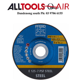 PFERD GRINDING WHEEL GP DEPRESSED CENTRE x 10 - STEEL - 125MM p/n 62012634