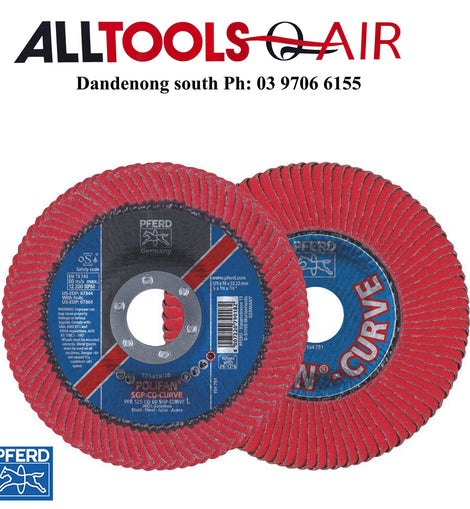 PFERD POLIFAN FLAP DISC SGP CERAMIC - STEEL / INOX PFR 125 CO 60 SGP-CURVE L P/N 67689066