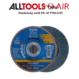 PFERD 120G POLIFAN FLAP DISC GP ZIRCONIA - PFC 125 Z 120 PSF P/N 67769125