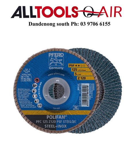 PFERD 120G POLIFAN FLAP DISC GP ZIRCONIA - PFC 125 Z 120 PSF P/N 67769125