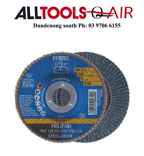 PFERD 60G POLIFAN FLAP DISC GP ZIRCONIA - PFC 125 Z 60 PSF P/N 67770126