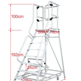 Monstar Pro 8 Steps Aluminium Rolling Platform - Order Picker Ladder - 200kg Rated + $44.00 Delivery to metro areas