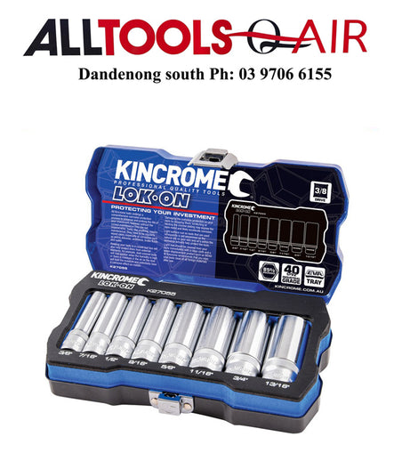 KINCROME LOK-ON™ SOCKET SET 8 PIECE 3/8