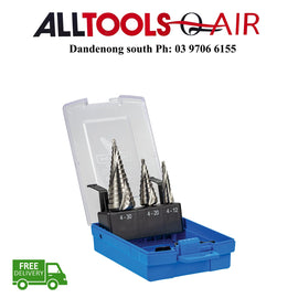 Sutton 3 Pce HSS Step Drill Set 4-30mm P/n D504 SET3 inc Free Delivery