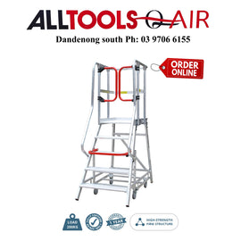 Monstar Pro 5 Steps Aluminium Rolling Platform - Order Picker Ladder - 200kg Rated + $44.00 Delivery to metro areas