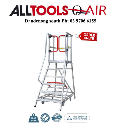 Monstar Pro 6 Steps Aluminium Rolling Platform - Order Picker Ladder - 200kg Rated + $44.00 Delivery to metro areas