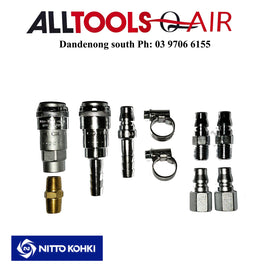 Nitto (Genuine) Air Fitting Set for Compressor-Hose & Tools Made in Japan inc free delivery