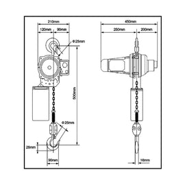 Toho 500kg 3mtr Electric Chain Hoist 240V P/n TECH0053 inc Delivery to Metro Area's
