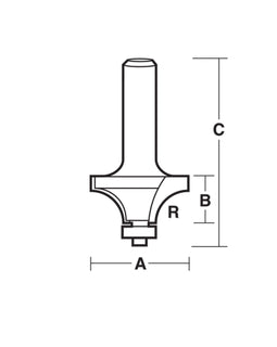 Carbitool  2 Flute – 15.9mm Radius Rounding Over Bit with Bearing – Carbide Tipped P/n T520B1/2+ $10.60 Postage