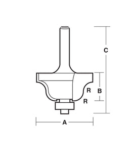 Carbitool  2 Flute – 6.35mm Radius Roman Ogee Bit with Ball Bearing – Carbide Tipped P/n T5708B1/2+ $10.60 Postage