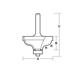 Carbitool  2 Flute – 9.5mm Radius Ogee Bit with Ball Bearing Guide – Carbide Tipped P/n T7512B1/2+ $10.60 Postage