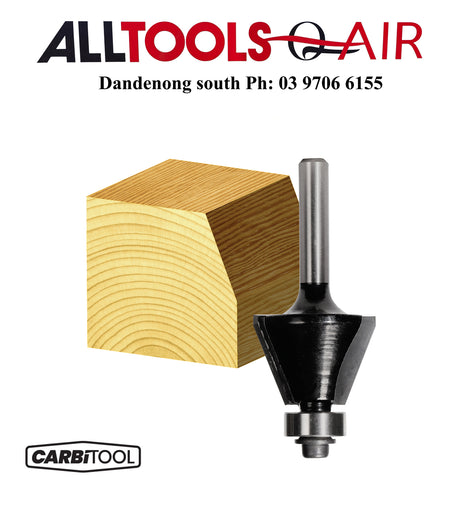 Carbitool  2 Flute – 25.40mm Chamfering Bit with Ball Bearing Guide – 22.5° – Carbide Tipped P/n T8122B + $10.60 Postage