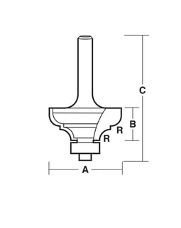 Carbitool  2 Flute – 4.80mm Radius Provincial Bit with Ball Bearing Guide – Carbide Tipped P/n TCR12B+ $10.60 Postage