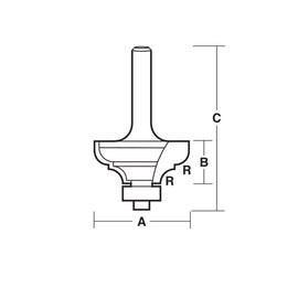 Carbitool  2 Flute – 3.2mm Radius Provincial Bit with Ball Bearing Guide – Carbide Tipped P/n TCR8B+ $10.60 Postage