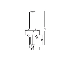 Carbitool  2 Flute – 10.00mm Radius Extended Rounding Over Bit – Carbide Tipped P/n TX512-1/2+ $10.60 Postage