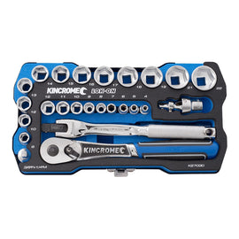 KINCROME LOK-ON™ SOCKET SET 26 PIECE 1/4” & 3/8” DRIVE - METRIC P/N K27030 INC FREE DELIVERY