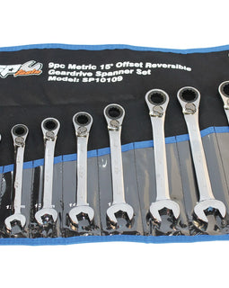 SP10109 GEAR DRIVE ROE SPANNER SET - 15° OFFSET - METRIC - 9PC