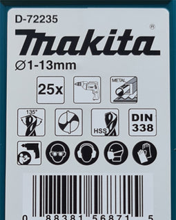 MAKITA HSS-TIN DRILL BIT ECO SET 25PC   D-72235